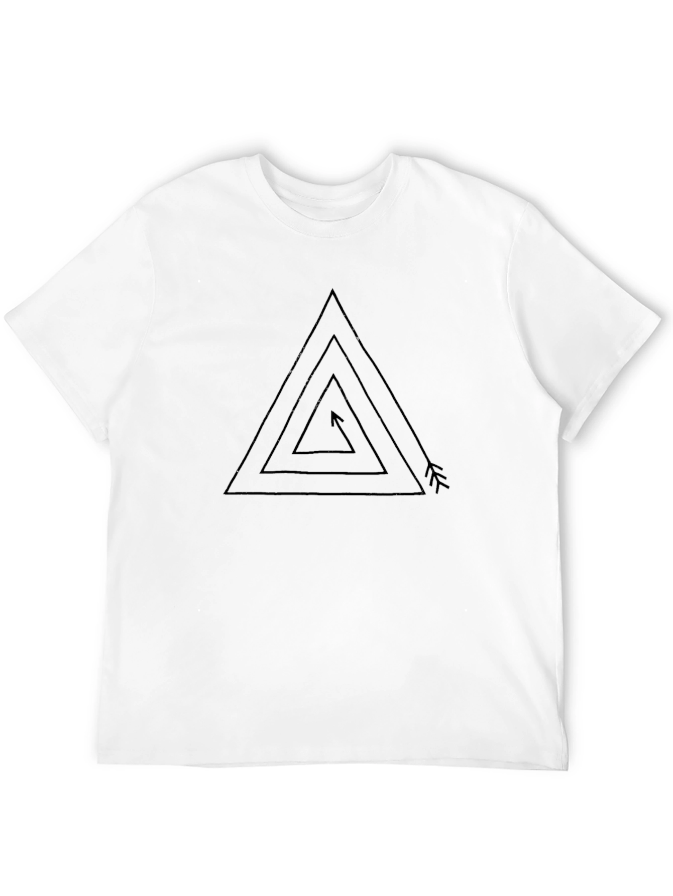 Geometric Arrow Triangle Graphic Tee - Black Casual Shirt