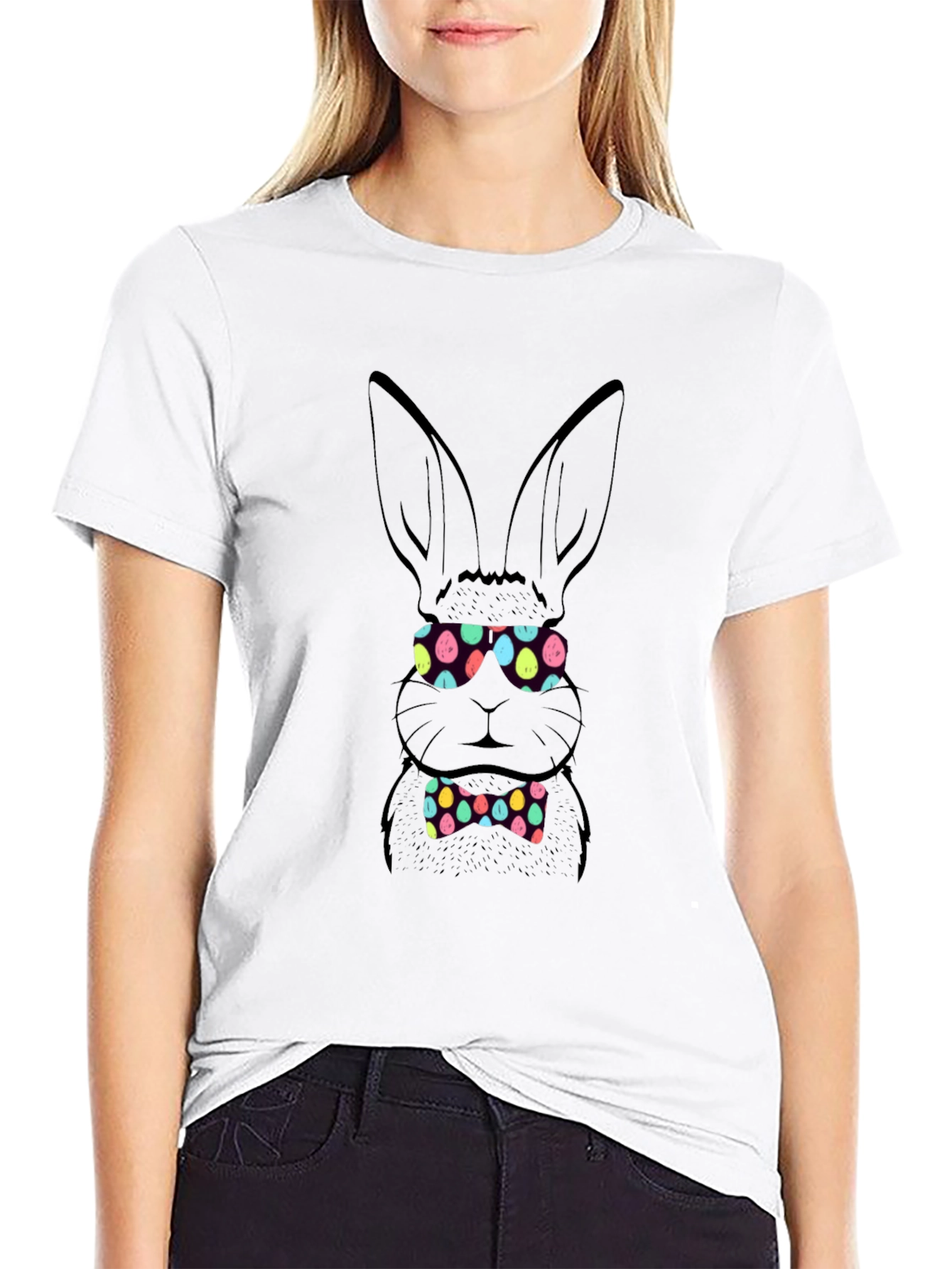 Easter Bunny Egg Glasses Graphic Tee