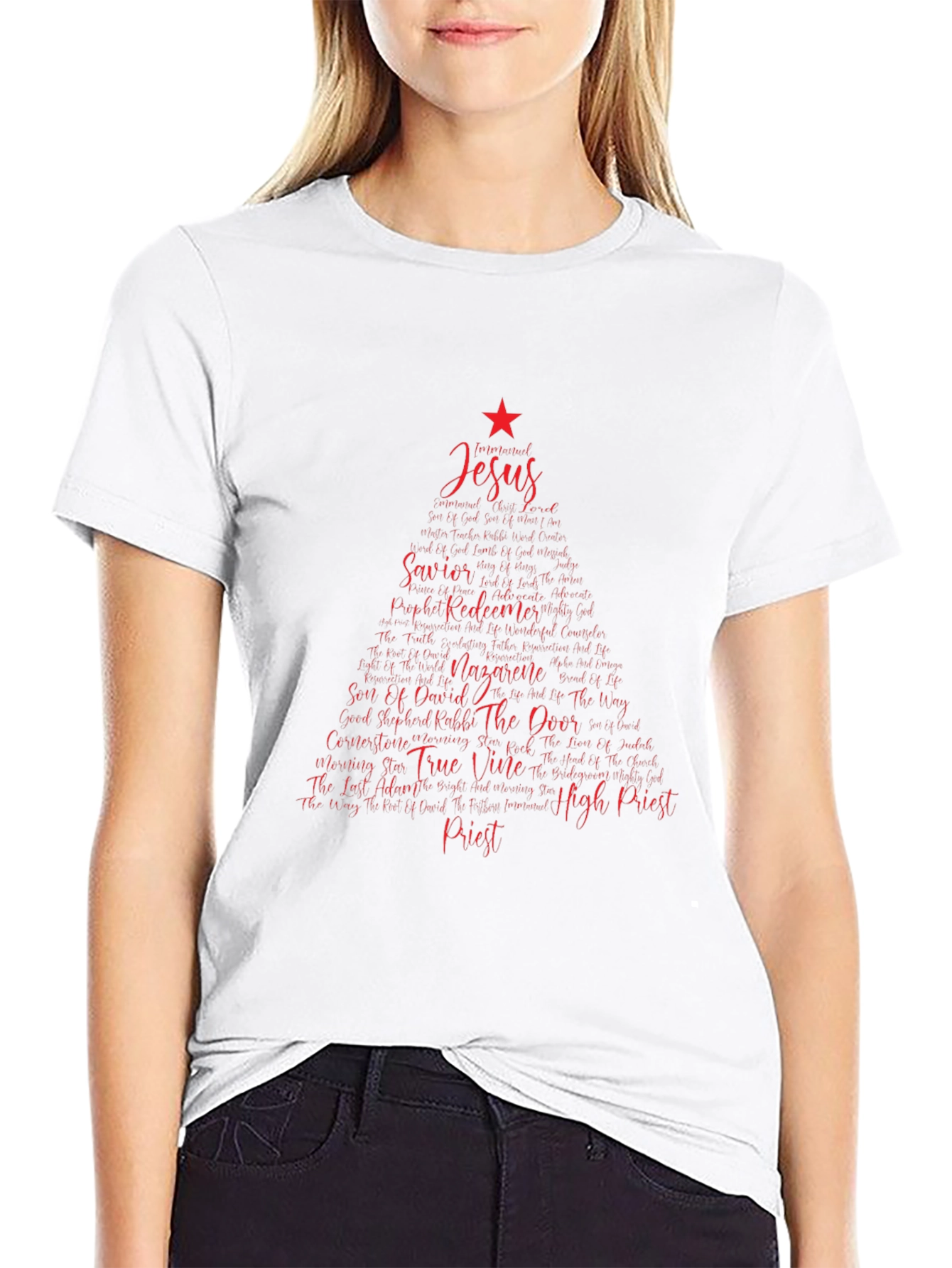 Jesus Christmas Tree Word Art T-Shirt