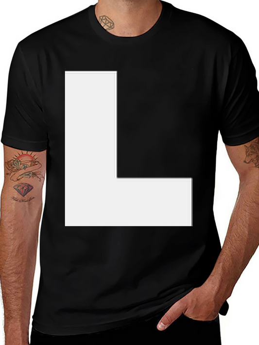 Bold Letter L Graphic Tee - Unisex Casual Style