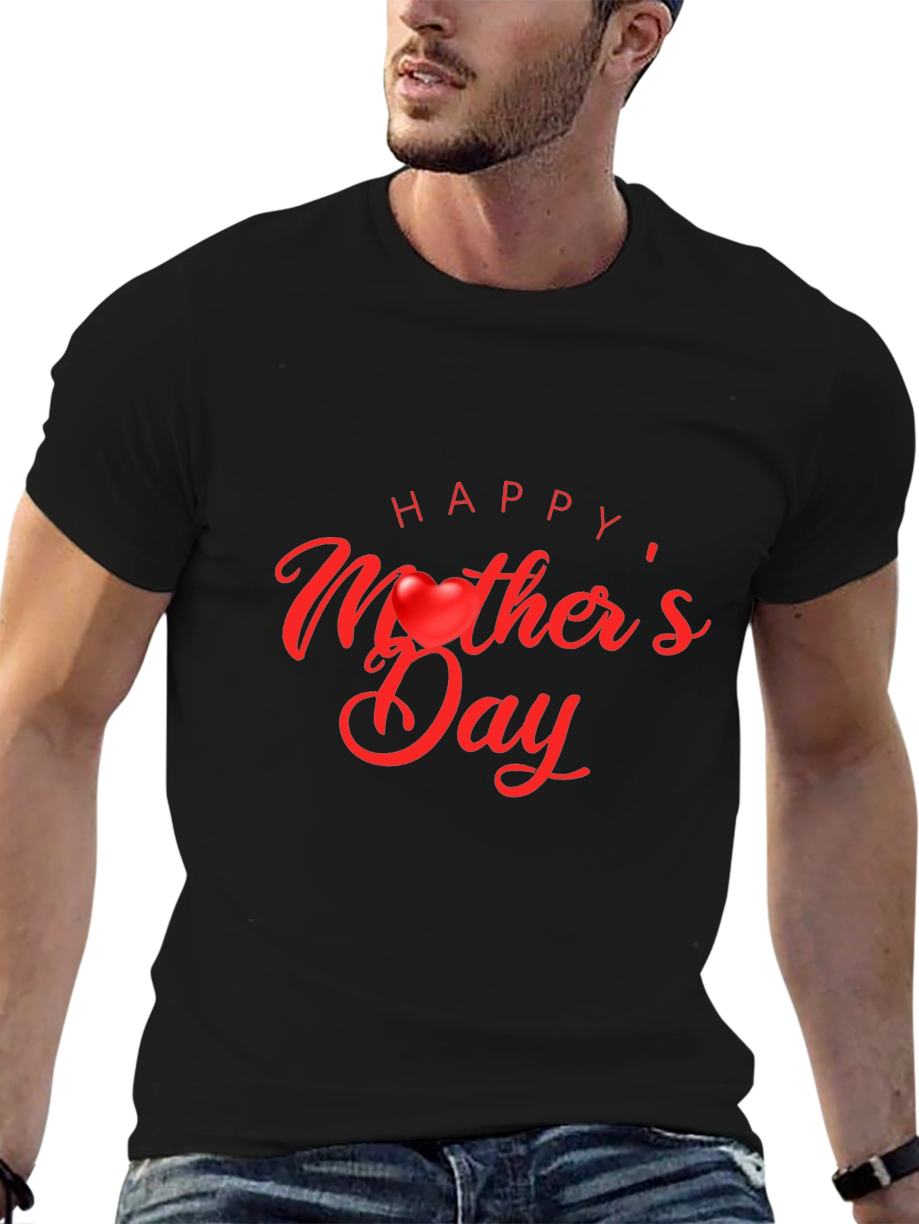 Happy Mothers Day T-Shirt - Black Cotton Blend