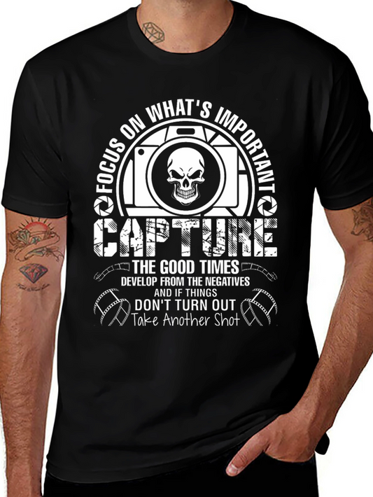 Focus On Whats Important Camera Skull T-Shirt