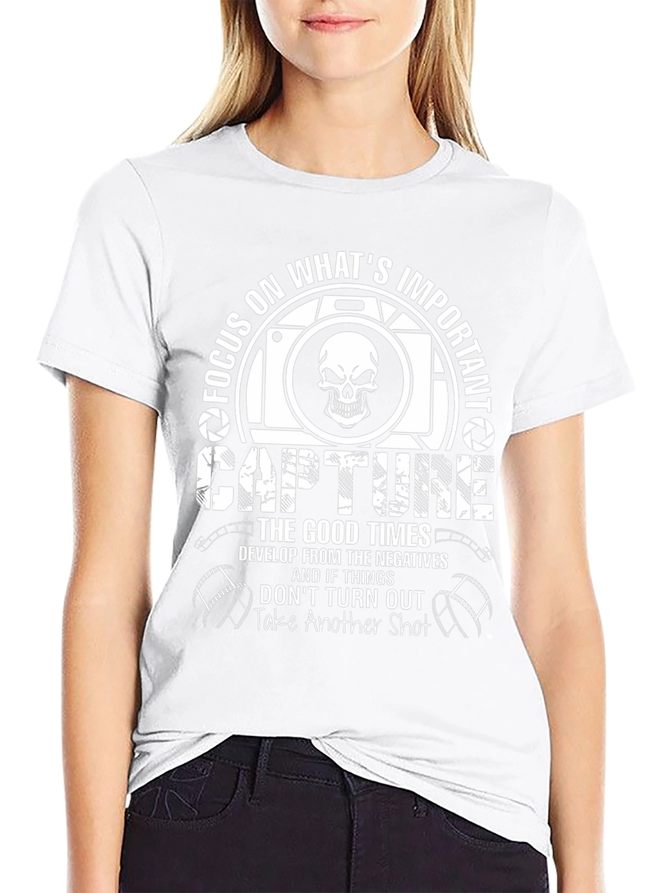 Focus On Whats Important Camera Skull T-Shirt