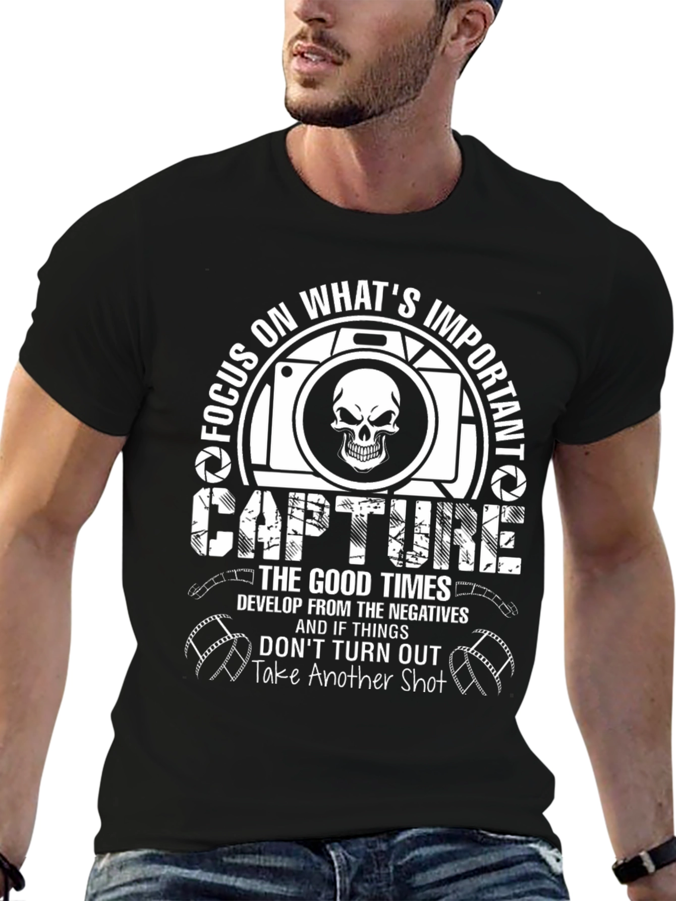 Focus On Whats Important Camera Skull T-Shirt