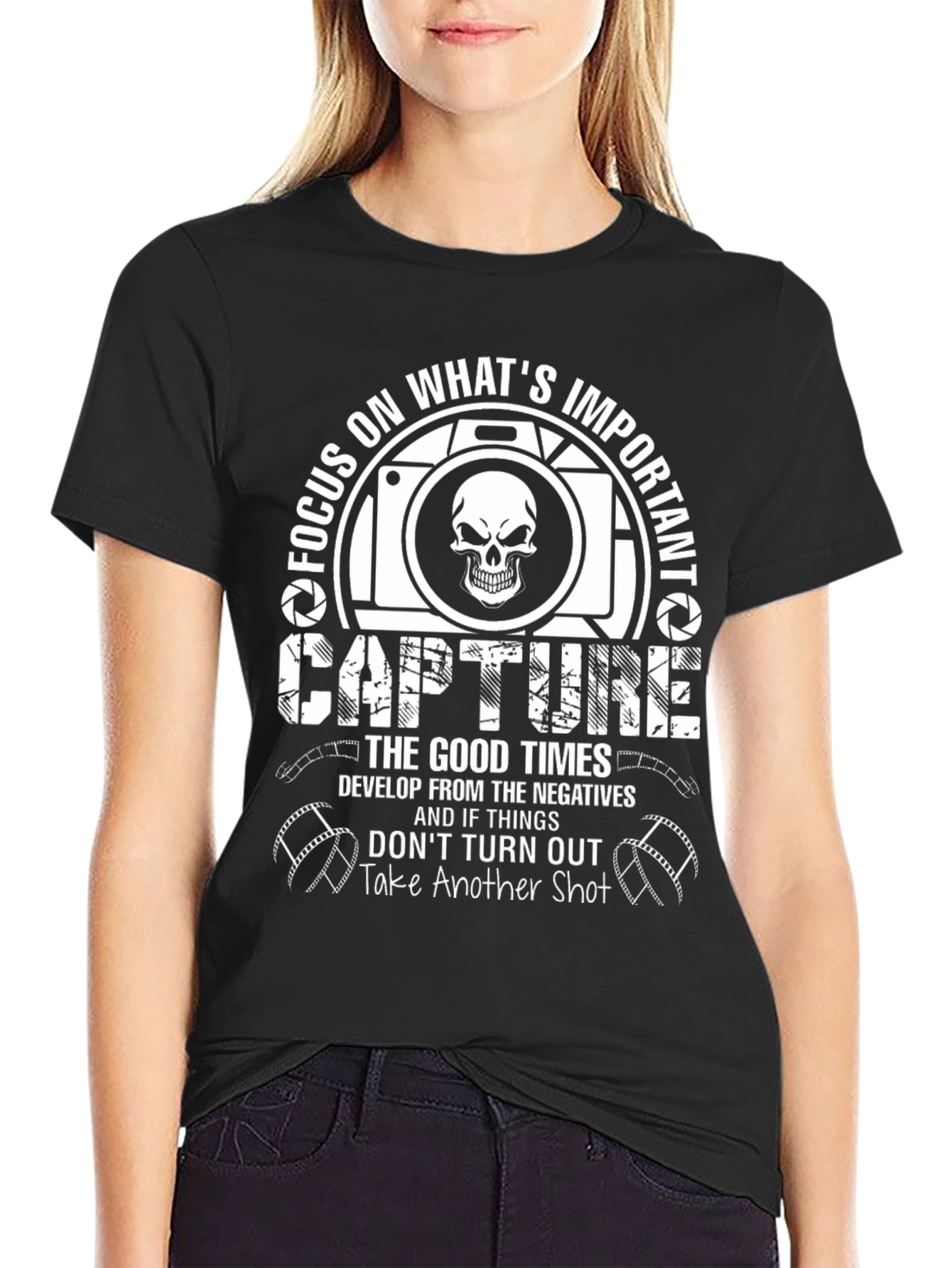 Focus On Whats Important Camera Skull T-Shirt