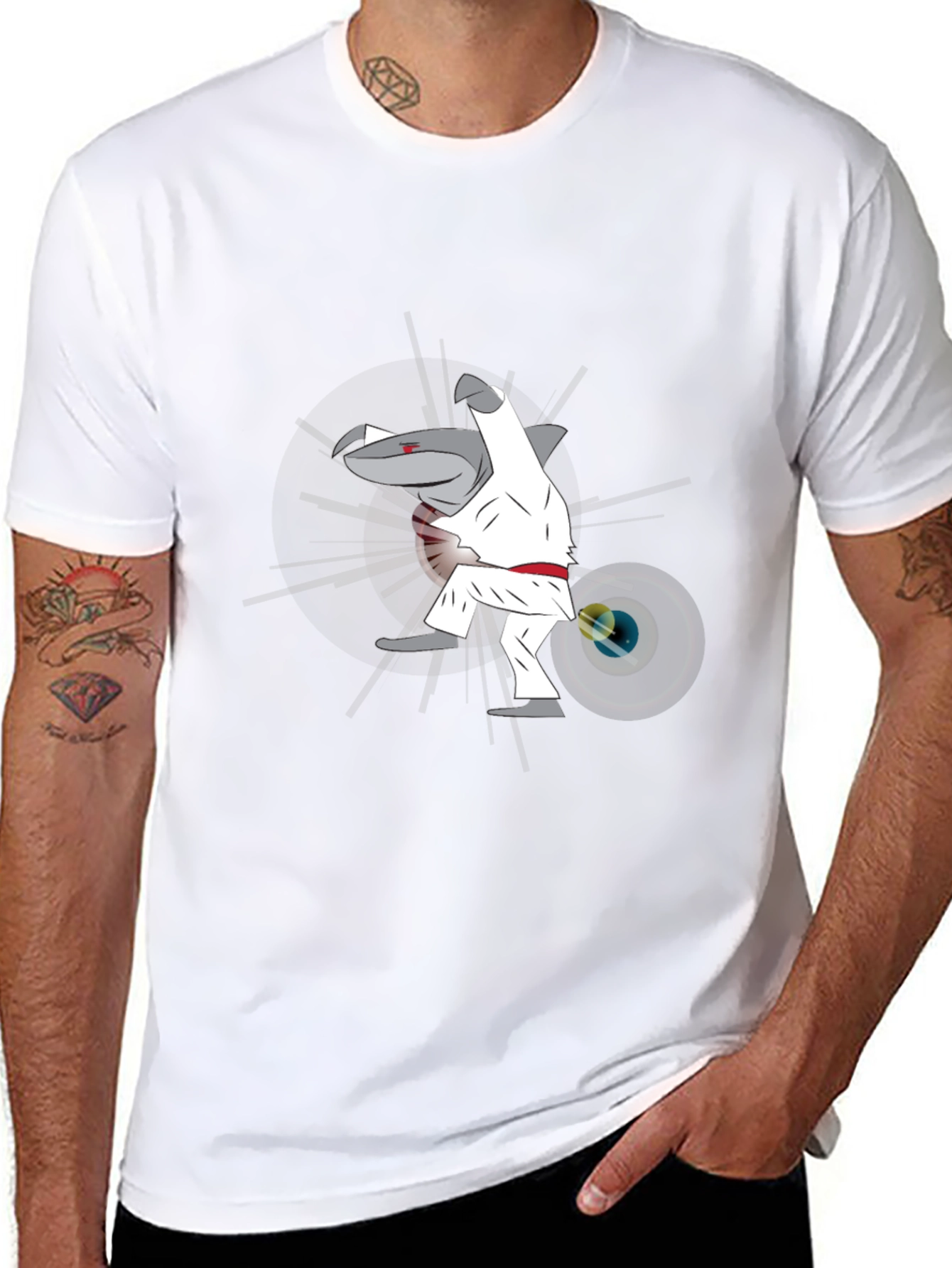 Martial Arts Shark Graphic Tee - Black