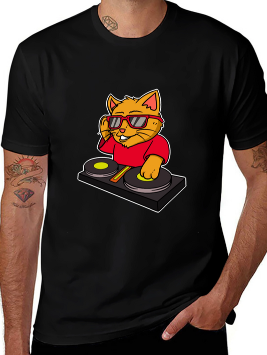 DJ Cat Graphic T-Shirt - Cool Music Lover Tee