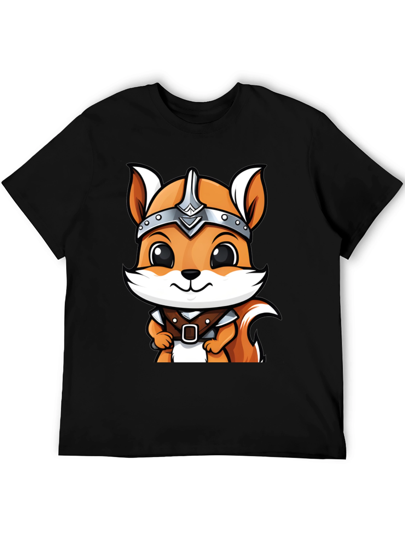 Viking Squirrel Cartoon Black T-Shirt