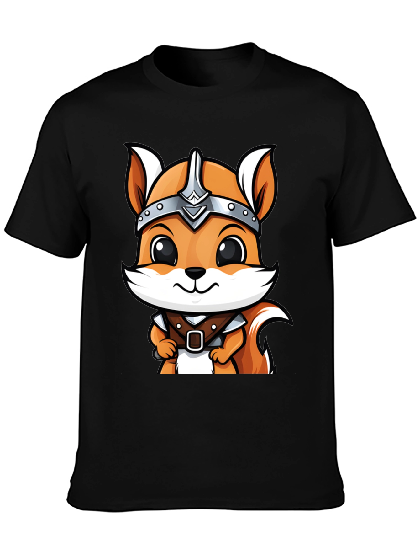 Viking Squirrel Cartoon Black T-Shirt
