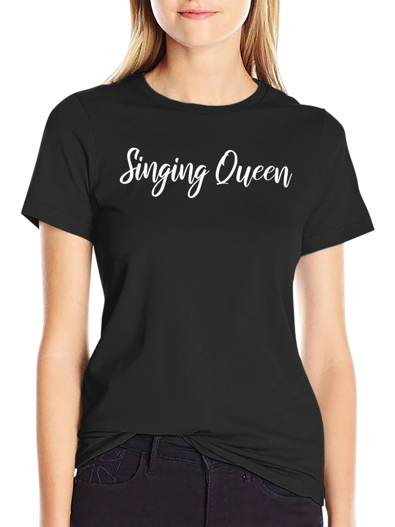 Singing Queen Graphic Tee - Black Cotton T-Shirt