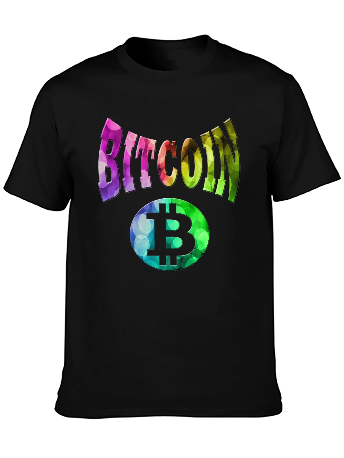 Bitcoin Rainbow Graphic Black T-Shirt