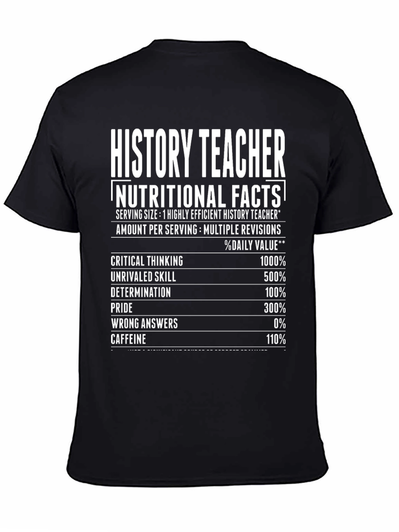 History Teacher Nutritional Facts Funny T-Shirt