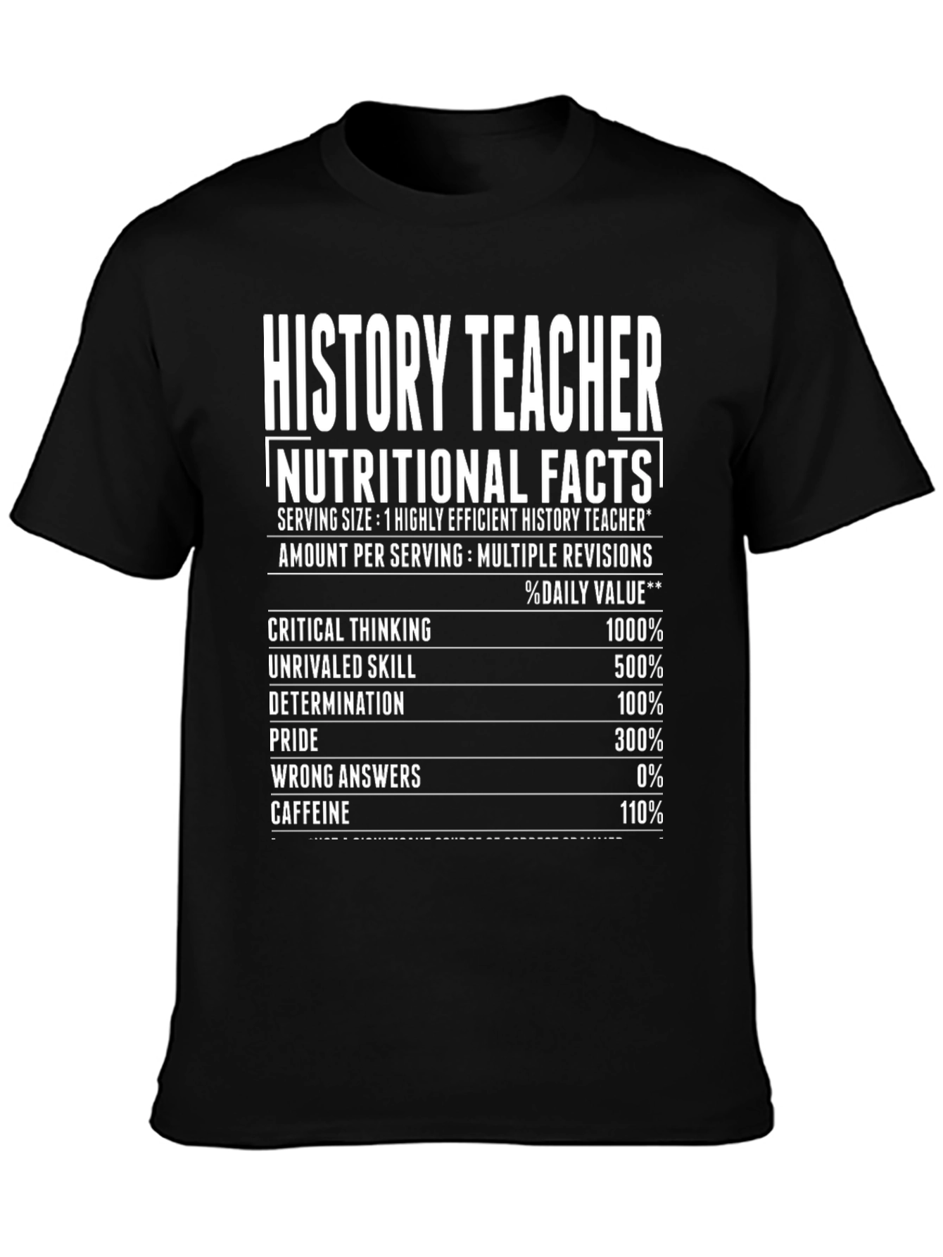 History Teacher Nutritional Facts Funny T-Shirt