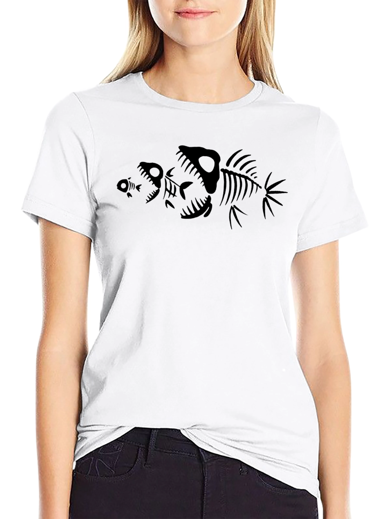 Black Fish Skeleton Graphic Tee