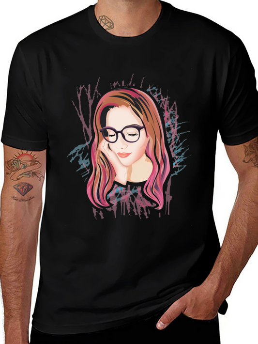 Artistic Woman Graphic Black Tee