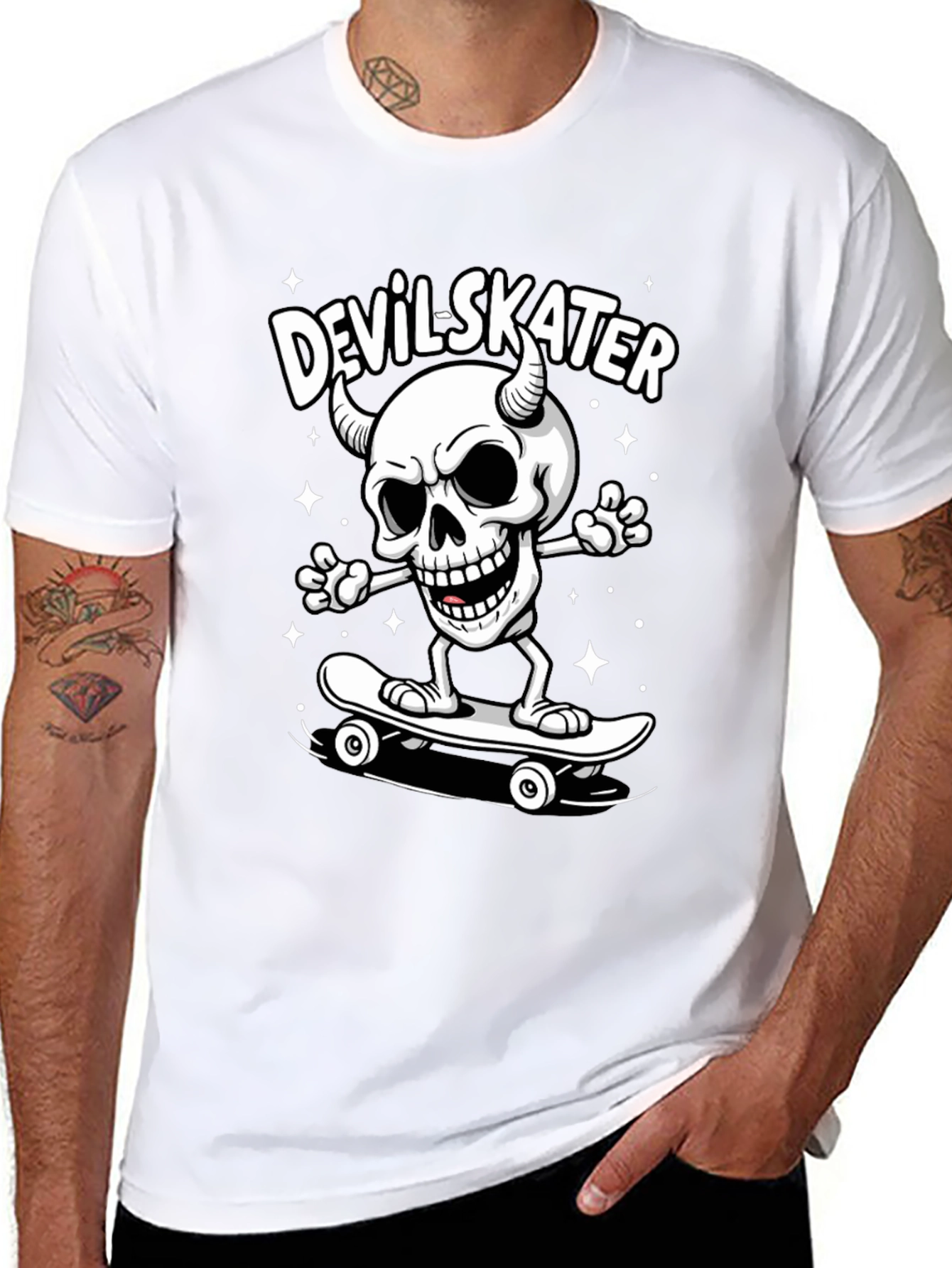 Devil Skater Graphic Tee - Black Cotton T-Shirt