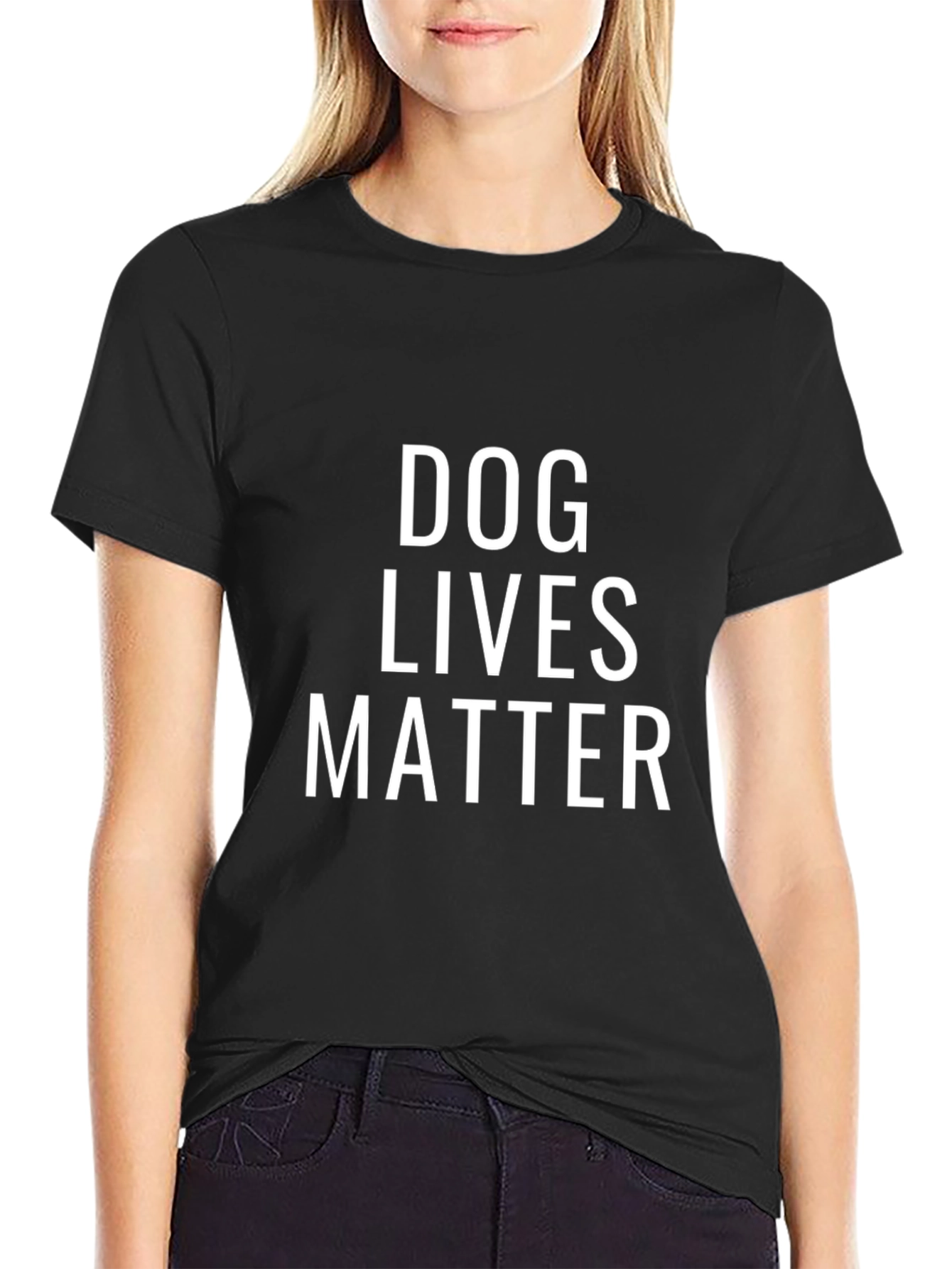 Dog Lives Matter Graphic Print Black T-Shirt