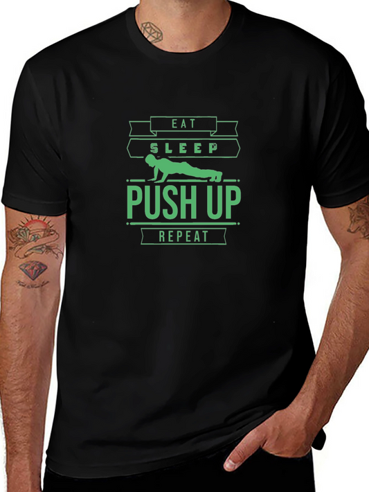 Eat Sleep Push Up Repeat Black T-Shirt
