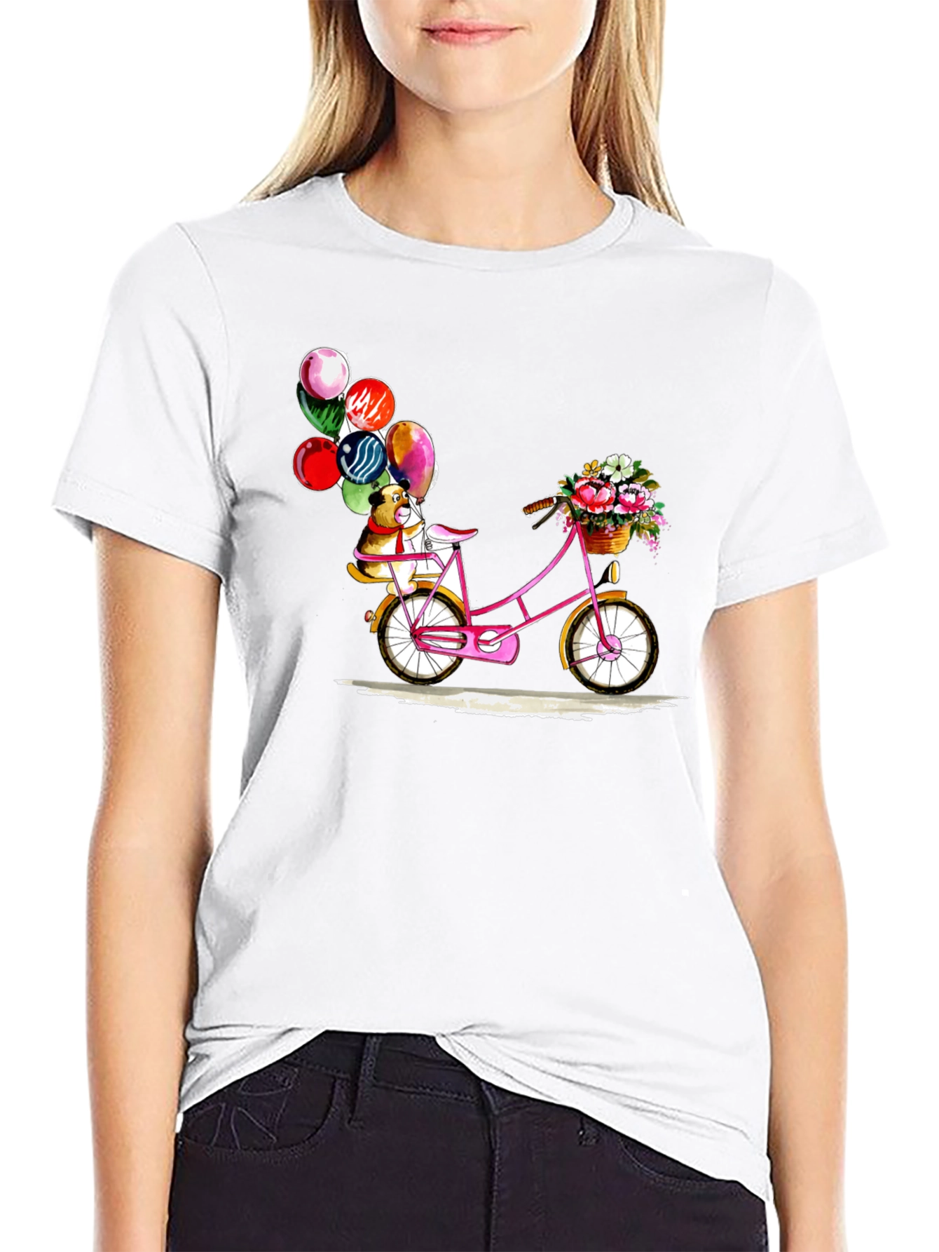 Dog on Bicycle with Balloons T-Shirt