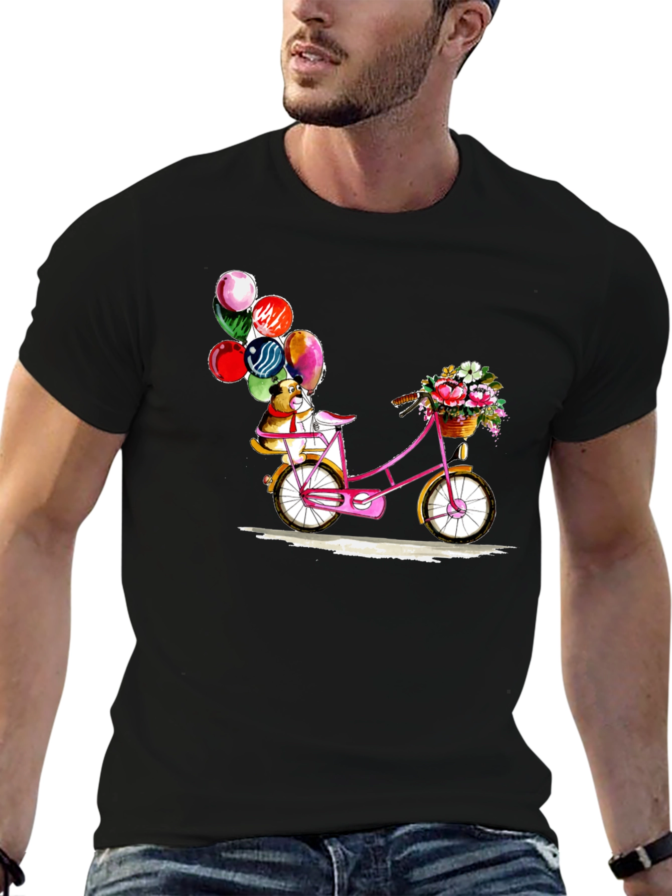 Dog on Bicycle with Balloons T-Shirt