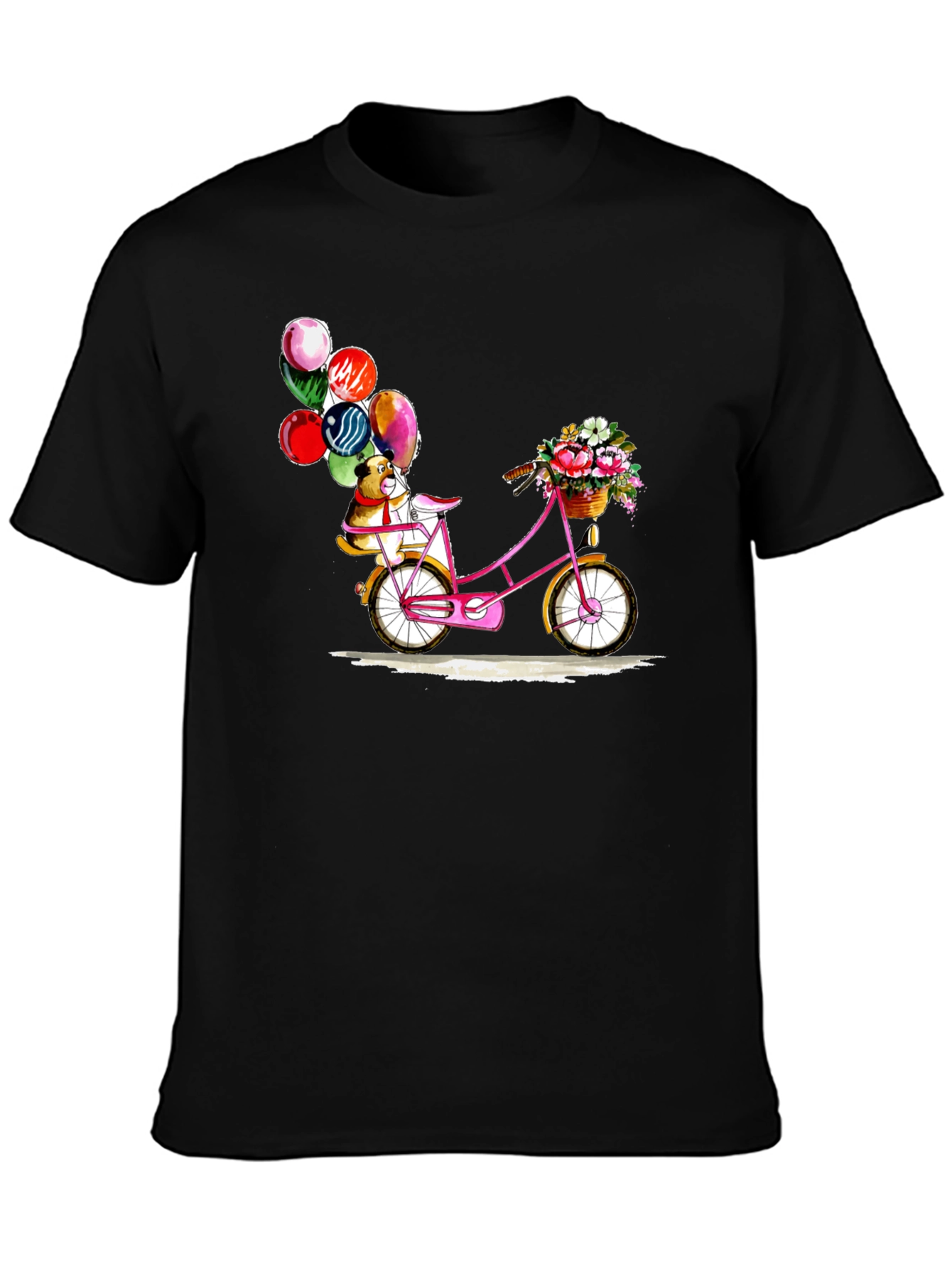 Dog on Bicycle with Balloons T-Shirt