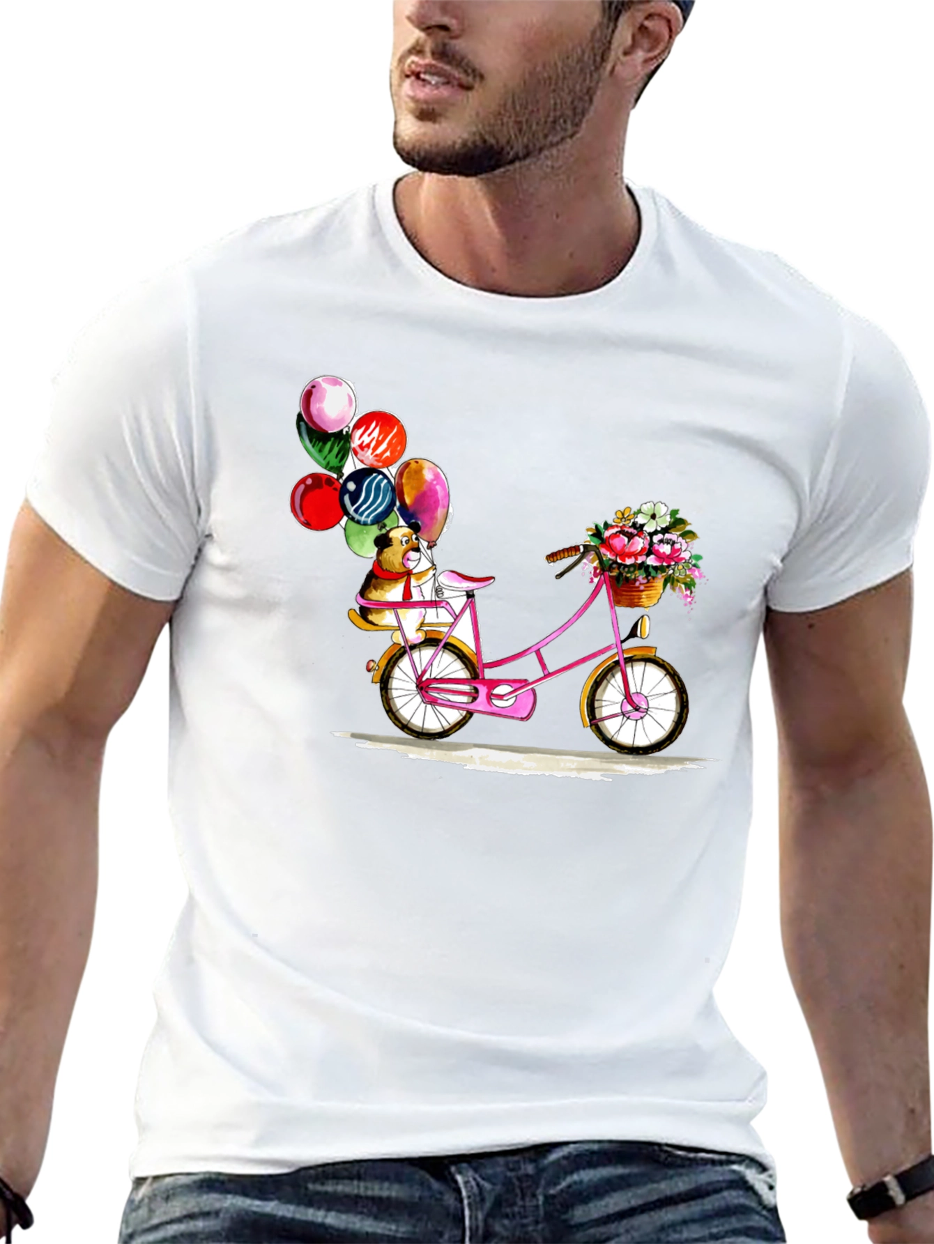 Dog on Bicycle with Balloons T-Shirt