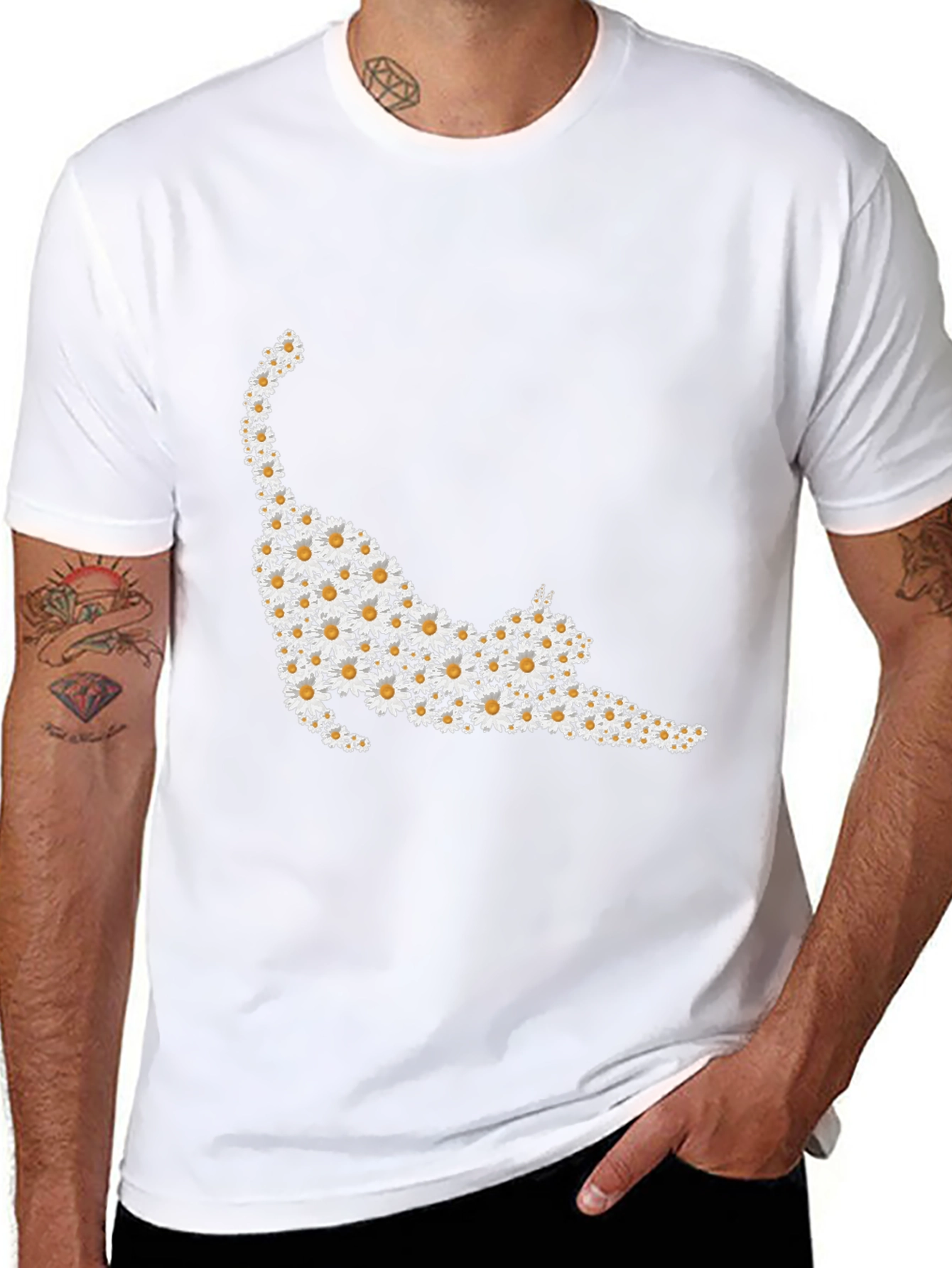 Daisy Cat T-Shirt - Floral Feline Tee