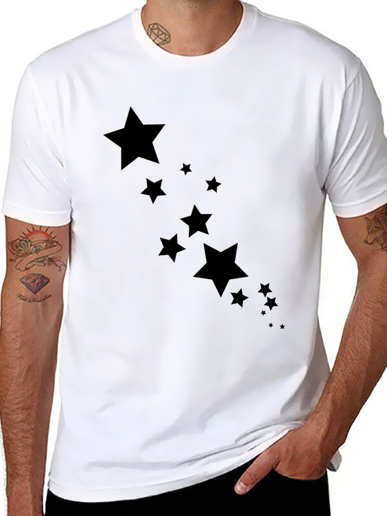 Stylish Black Star Graphic Tee