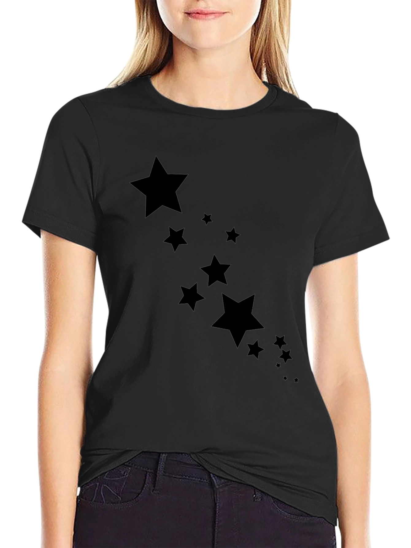 Stylish Black Star Graphic Tee