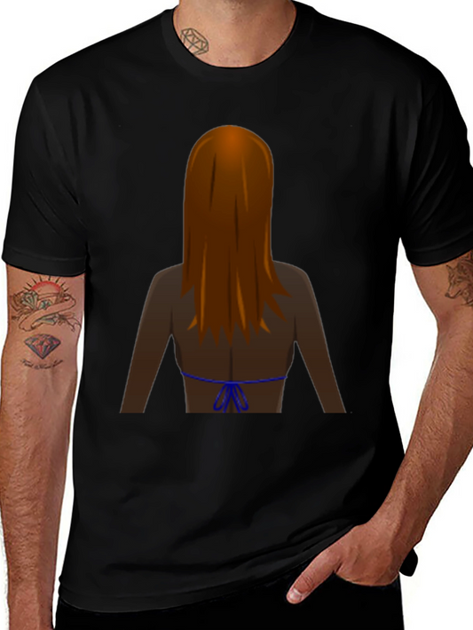 Fun Graphic Tee: Back View Girl with Tan and Long Hair