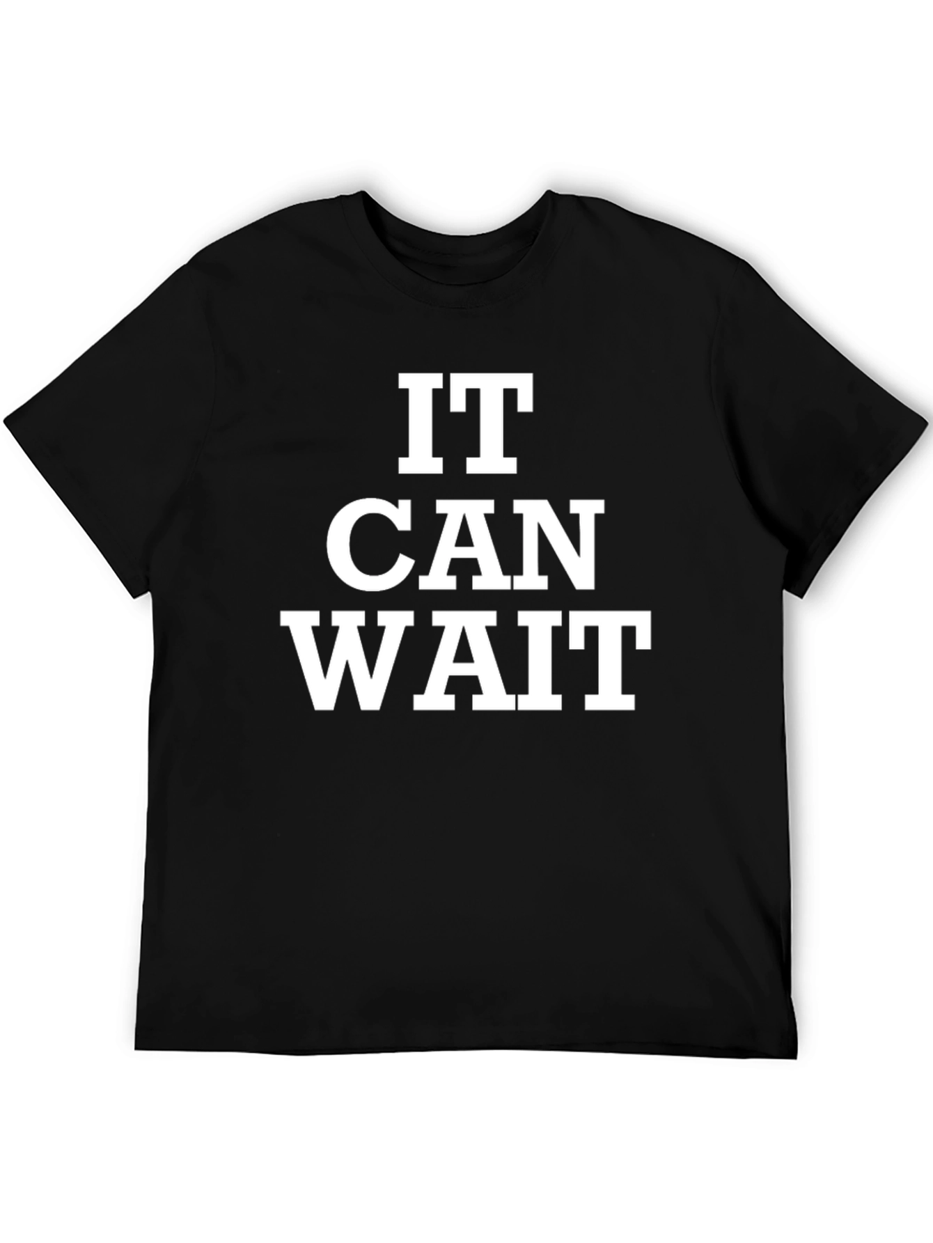 It Can Wait Graphic Tee - Black Casual T-Shirt
