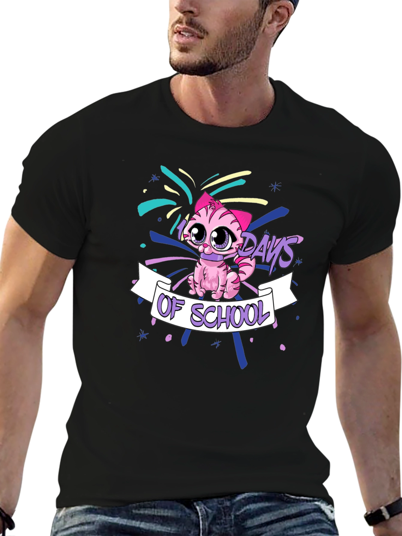 100 Days of School Pink Cat T-Shirt