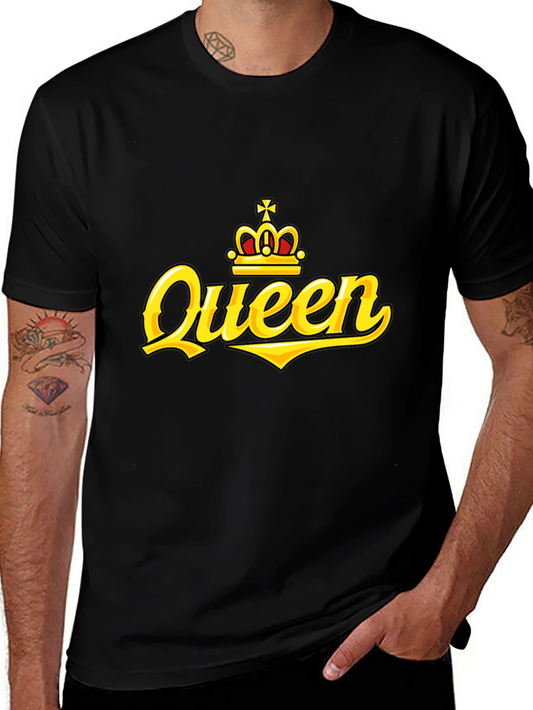 Queen Crown Graphic Print Black T-Shirt