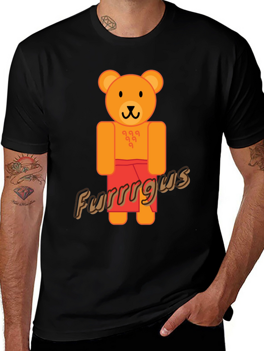 Cute Cartoon Bear Graphic Black T-Shirt