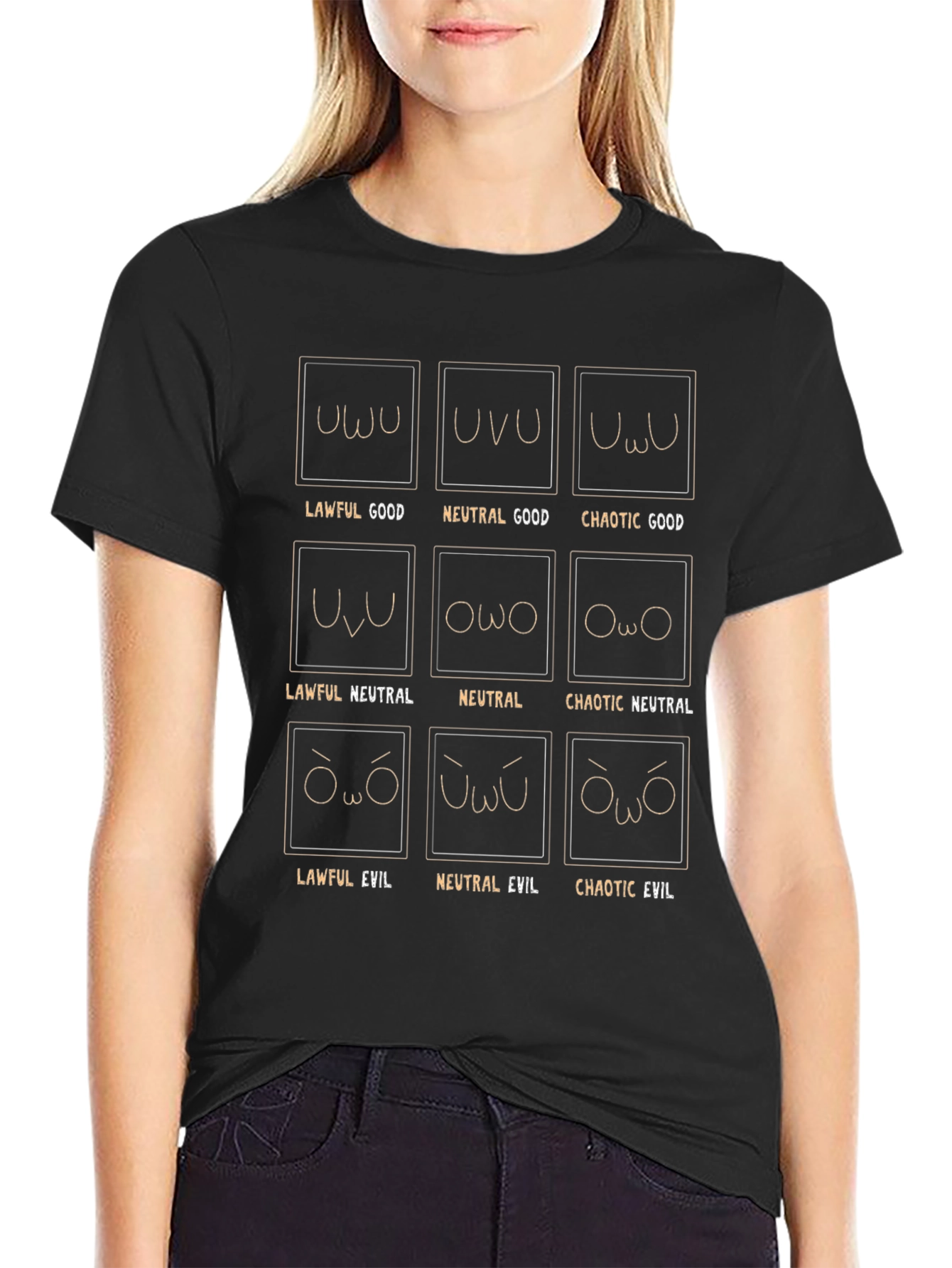 Alignment Chart T-Shirt: Lawful to Chaotic Evil