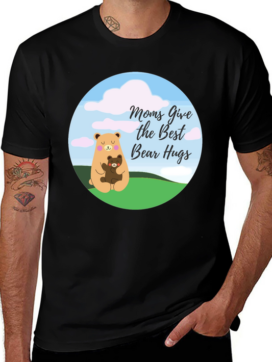 Moms Give the Best Bear Hugs Black T-Shirt