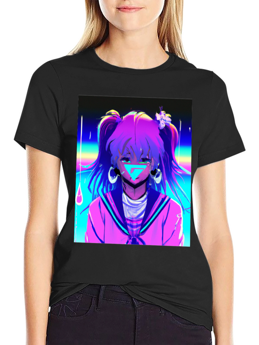 Anime Girl Graphic Black T-Shirt