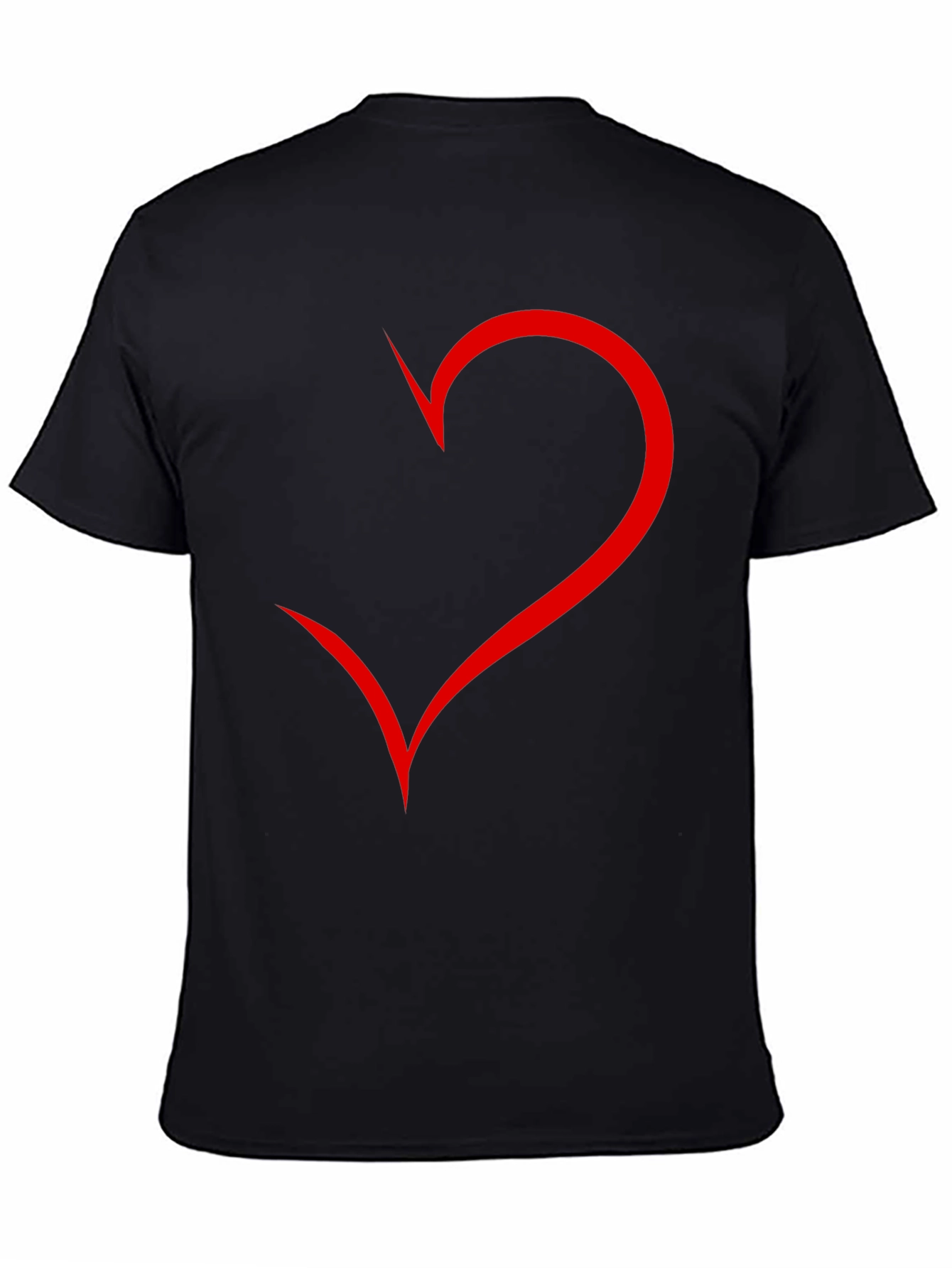 Mens Black T-Shirt with Red Heart Design