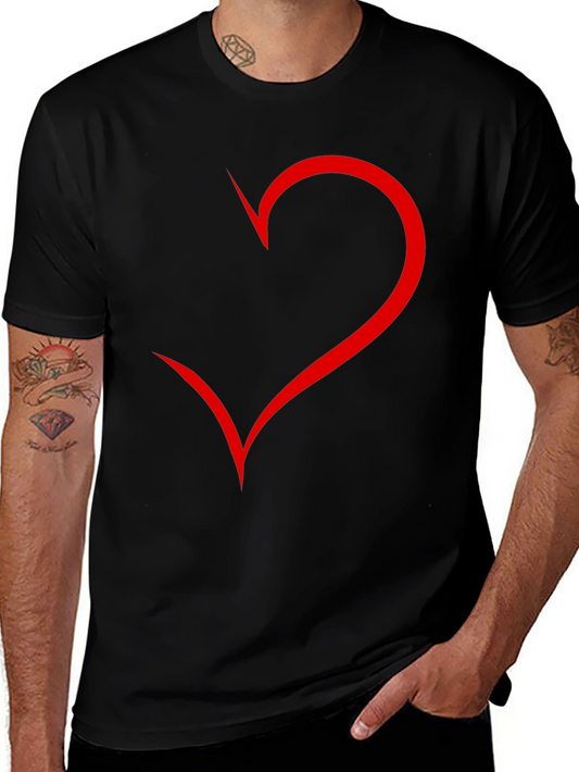 Mens Black T-Shirt with Red Heart Design