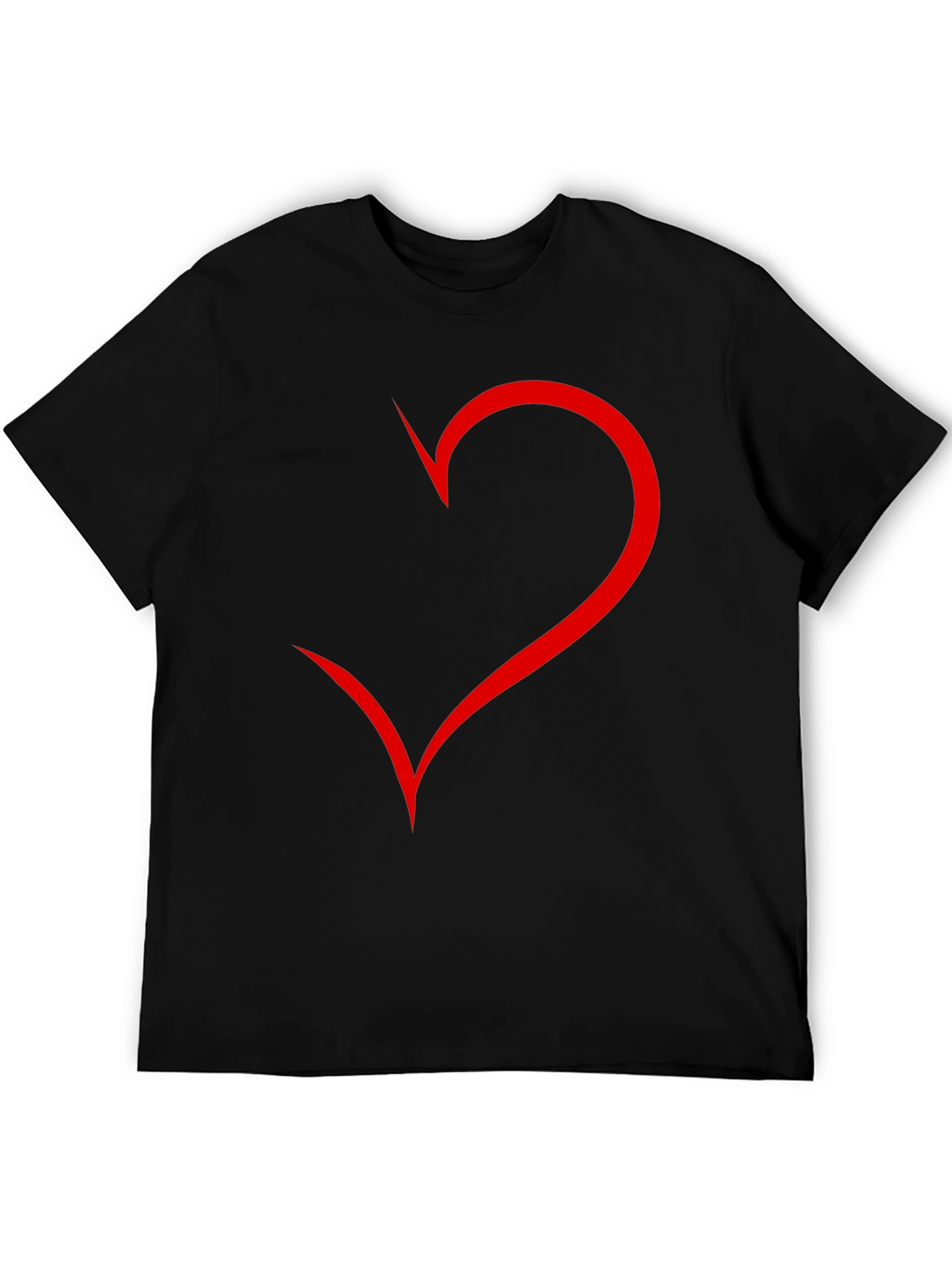 Mens Black T-Shirt with Red Heart Design