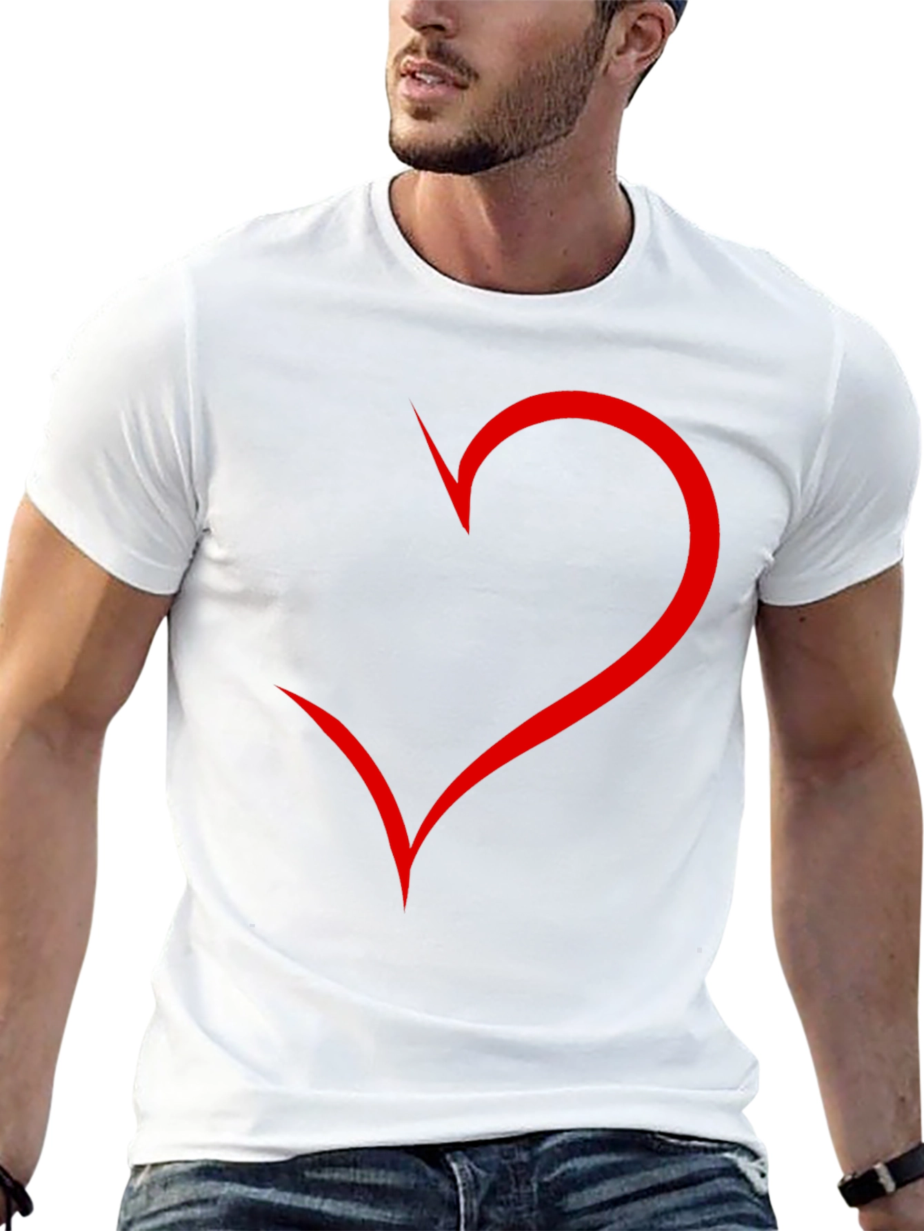 Mens Black T-Shirt with Red Heart Design