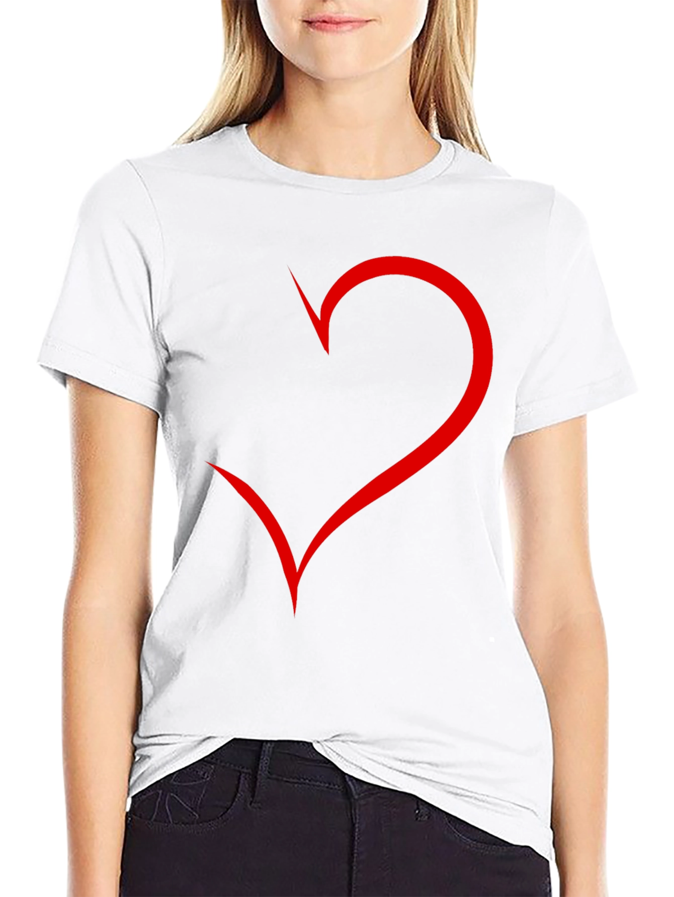 Mens Black T-Shirt with Red Heart Design
