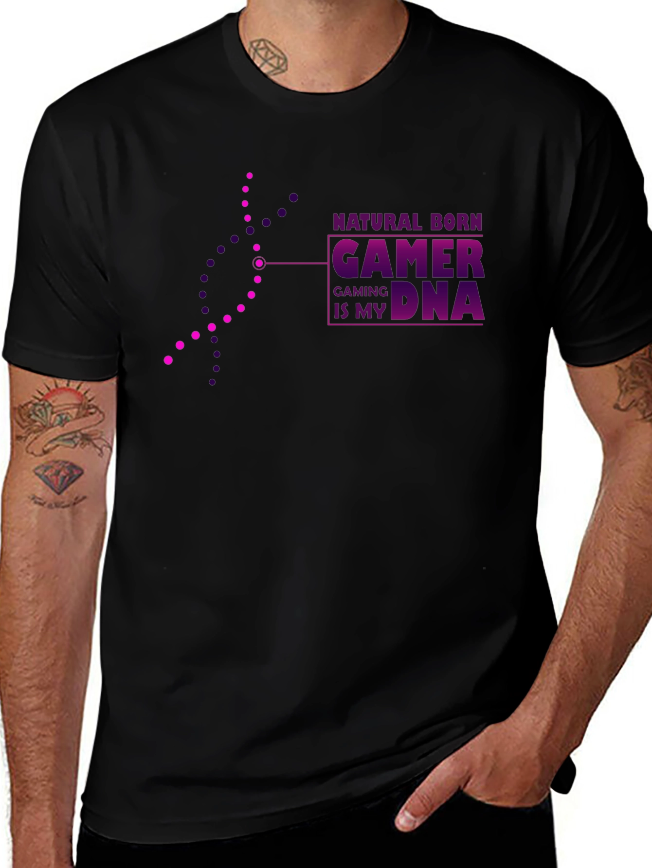 Natural Born Gamer DNA Black Graphic Tee