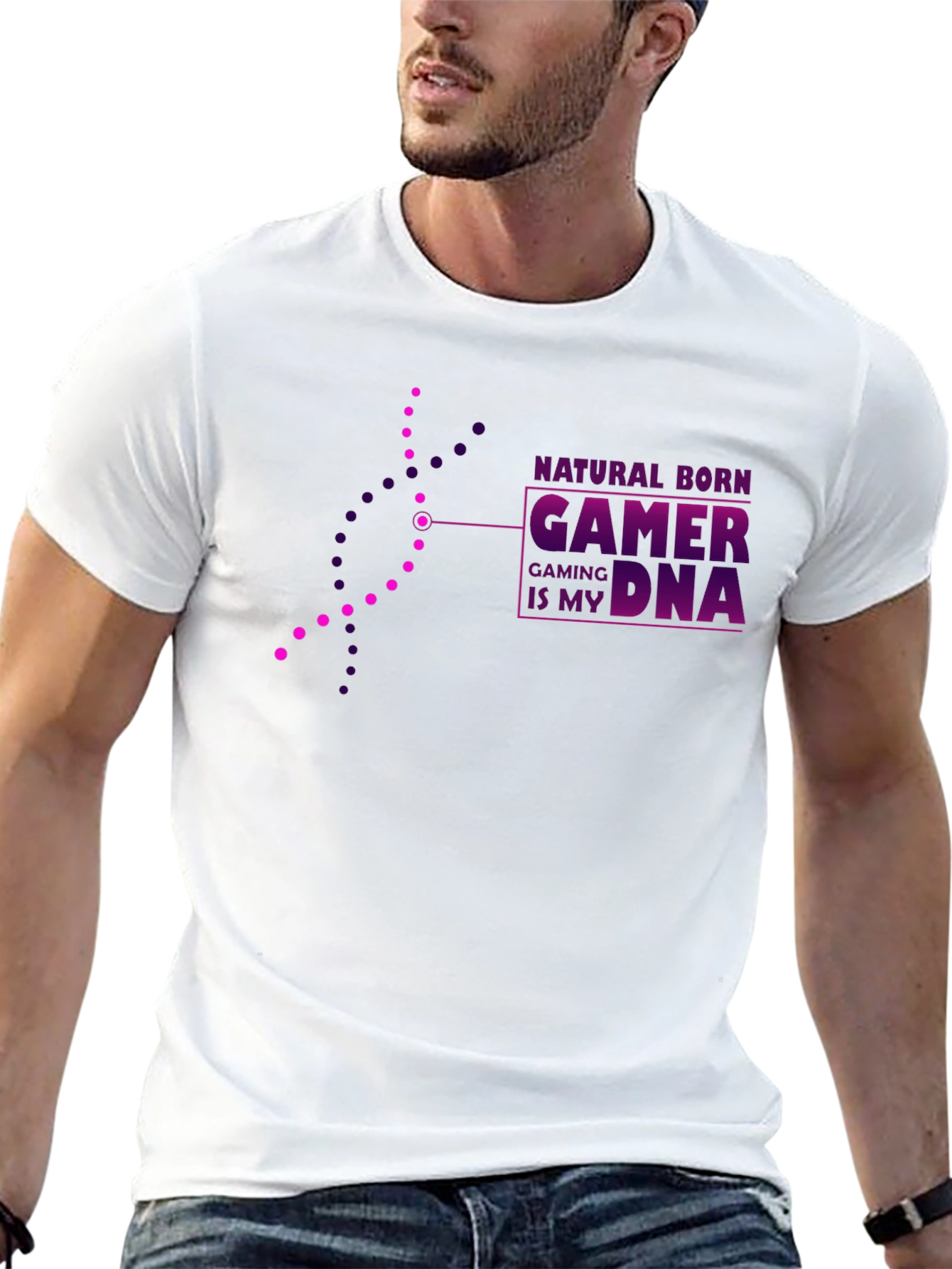 Natural Born Gamer DNA Black Graphic Tee