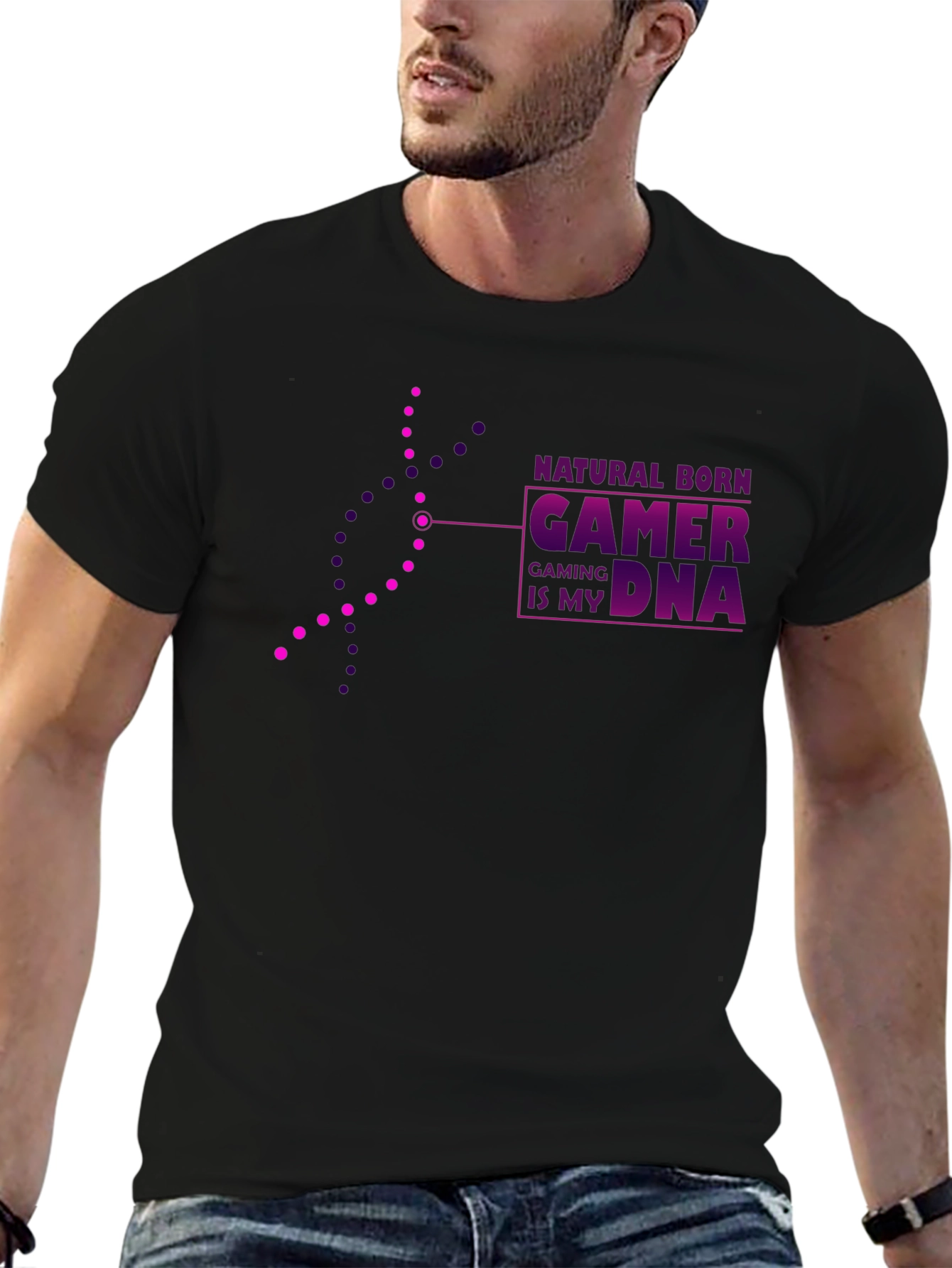 Natural Born Gamer DNA Black Graphic Tee