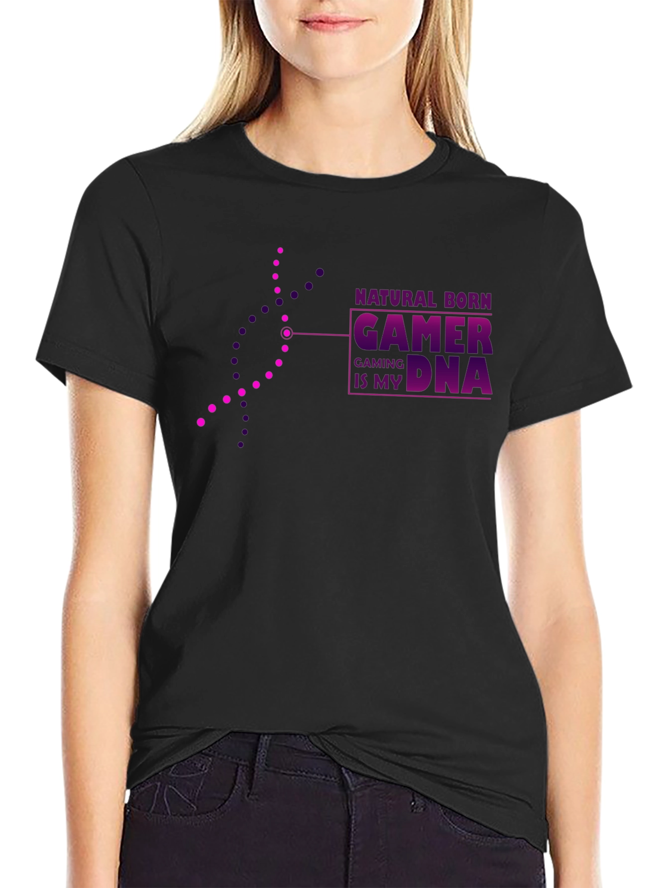 Natural Born Gamer DNA Black Graphic Tee