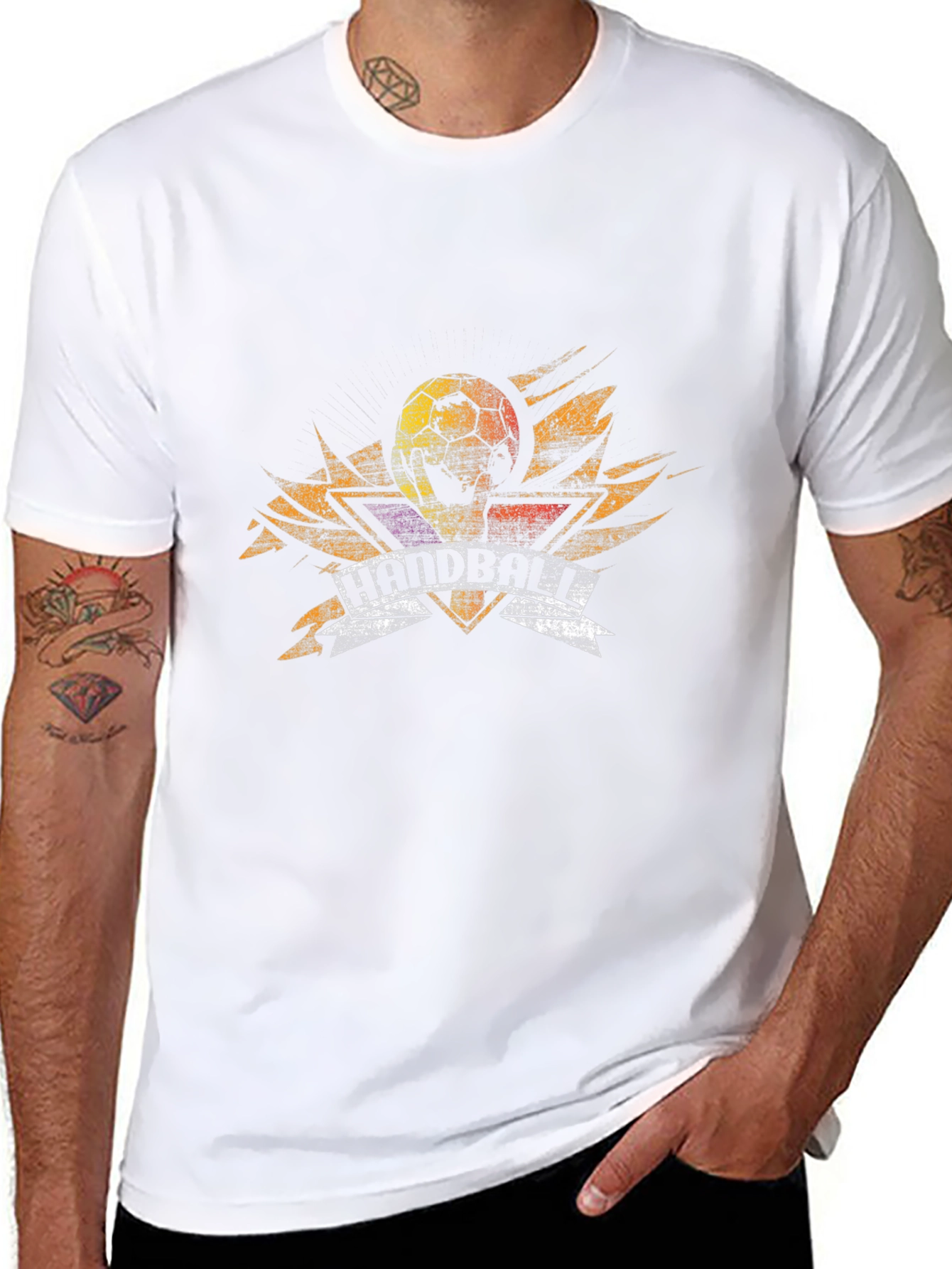 Handball Graphic Print Black T-Shirt
