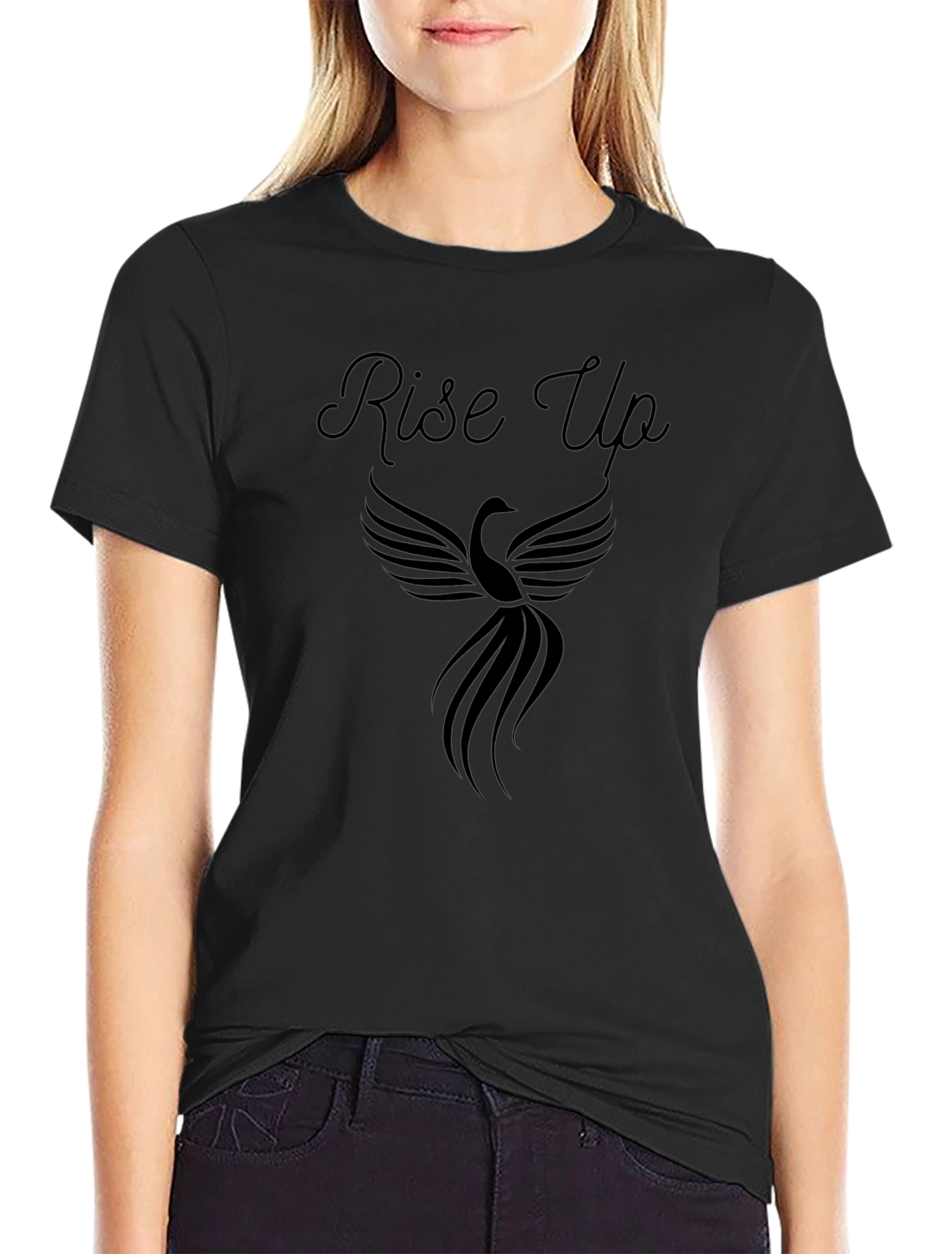 Rise Up Graphic Tee - Phoenix Design Black T-Shirt