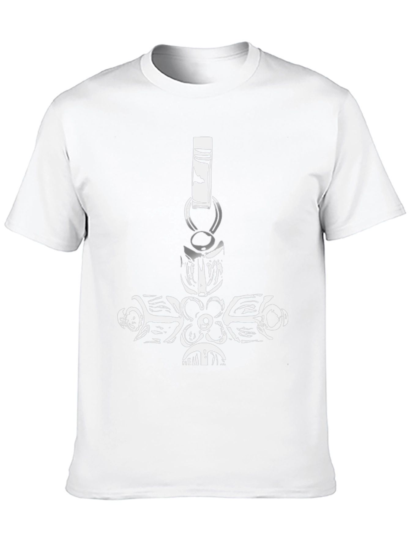 Black Graphic Tee with Hammer Pendant Design