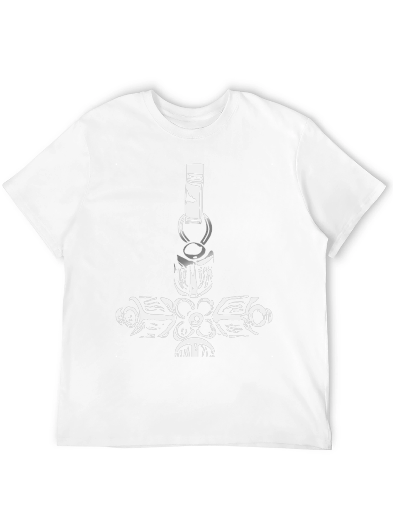 Black Graphic Tee with Hammer Pendant Design